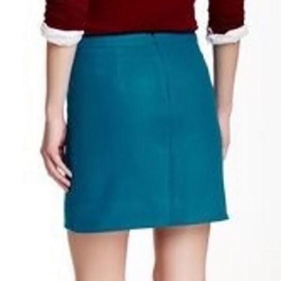 J. Crew Zip Pocket Wool Blend Mini Skirt A line Teal Blue - Picture 2 of 8